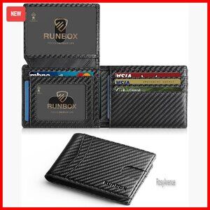 Slim RFID Leather Wallet with 2 ID Windows and 15 Card Slots